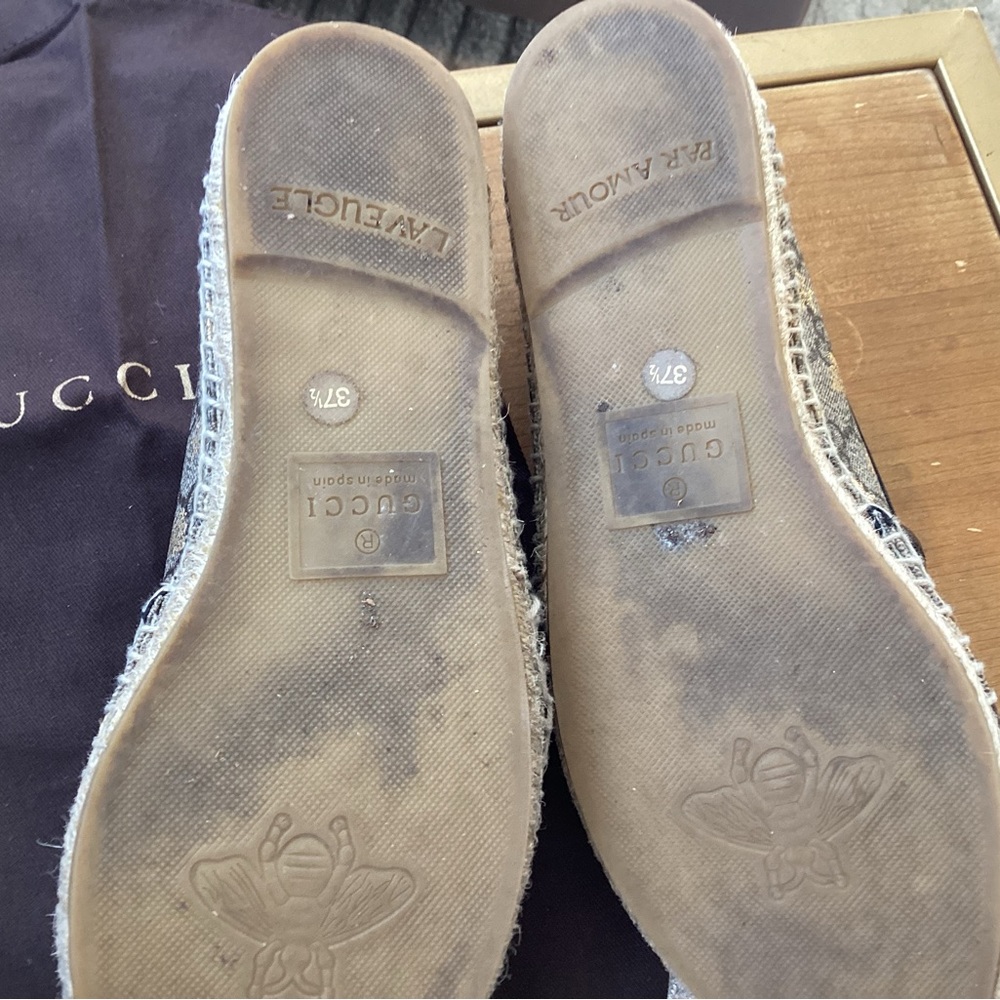 Gucci Beige and Gold Logo Espadrilles - Picture 5 of 6